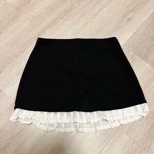 Trixxi Black Mini Skirt with White Ruffle Hem